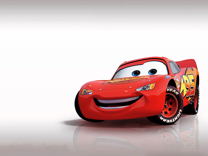Cartoon Ferrari Red Car, Disney Lightning McQueen digital wallpaper