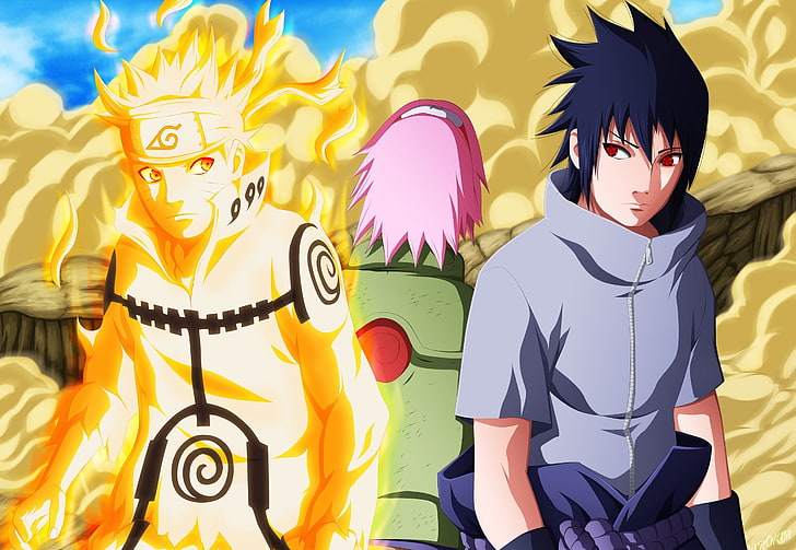 Naruto, Sakura, and Sasuke digital wallpaper, game, anime, sharingan, HD wallpaper