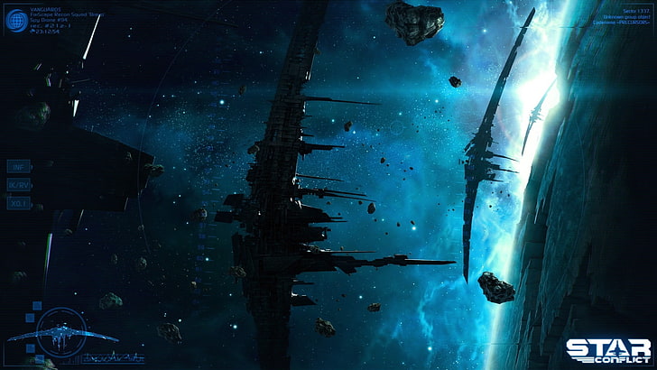 ruin intergalactic space shuttle illustration, science fiction, HD wallpaper
