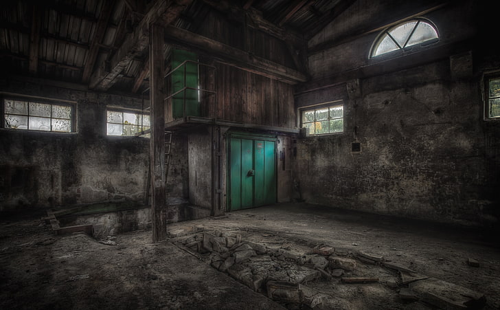 Abandoned Building Interior, gray and brown house, Artistic, Urban, HD wallpaper