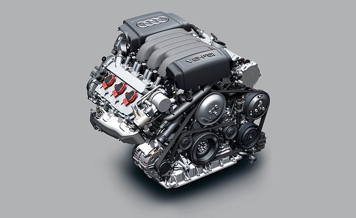 Audi V6 FSI Engine, gray and black Audi engine, Cars, Car Engines