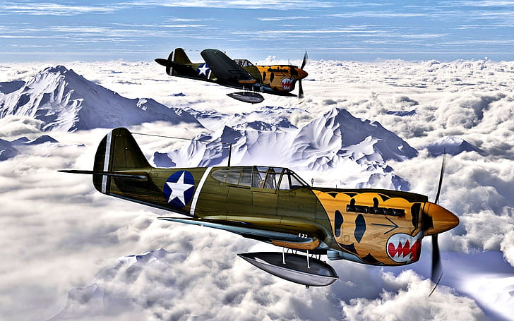 artwork, military aircraft, vehicle, Curtiss P-40 Warhawk, HD wallpaper