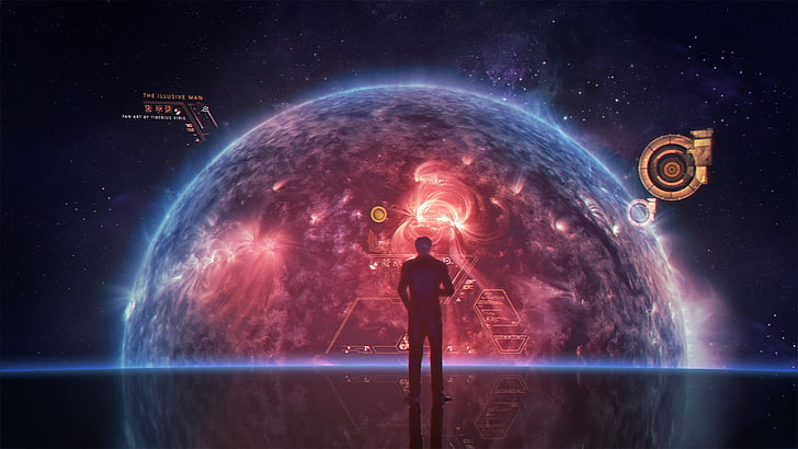 man standing near globe ilustration, Mass Effect, video games