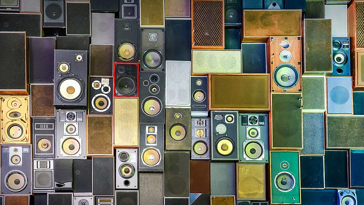 speakers, colorful, music, technology, HD wallpaper