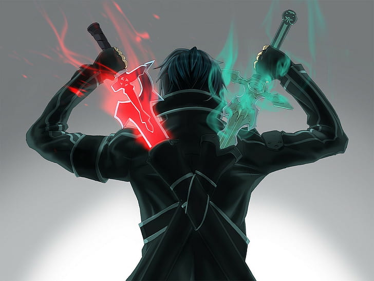 anime sword art online duelist sword kirigaya kazuto, HD wallpaper