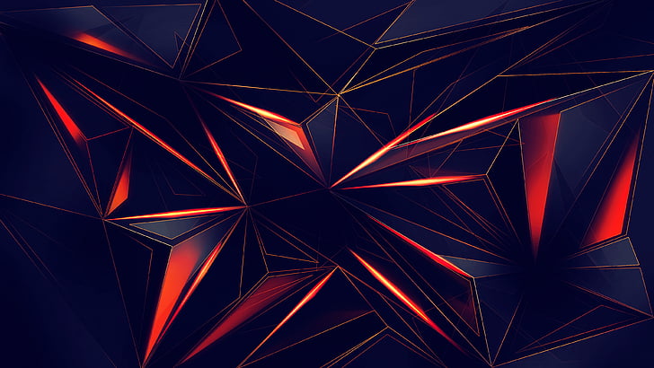 Geometric, 3D, Dark, Black, Triangles, 4K, HD wallpaper