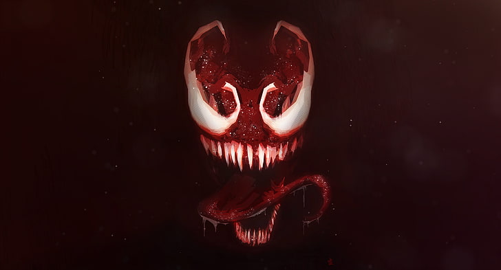 Venom graphic, artwork, tongue out, saliva trail, Spider-Man