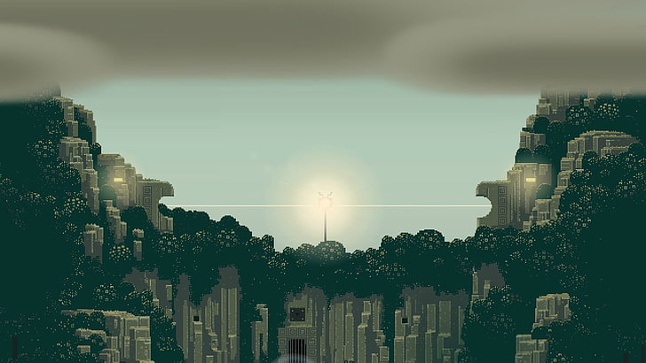high-rise buildings, pixel art, Superbrothers: Sword & Sworcery EP
