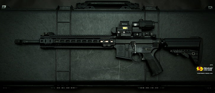 black rifle, assault rifle, AR-15, gun, HD wallpaper