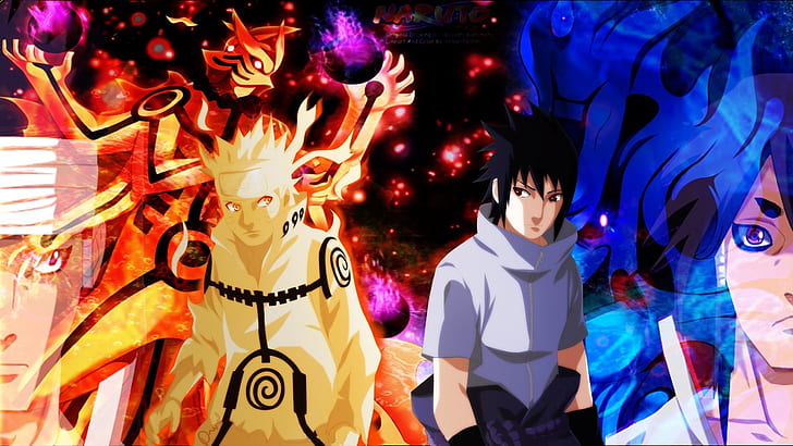 Naruto, Asura Ōtsutsuki, Black Hair, Blue Hair, Indra Ōtsutsuki, HD wallpaper