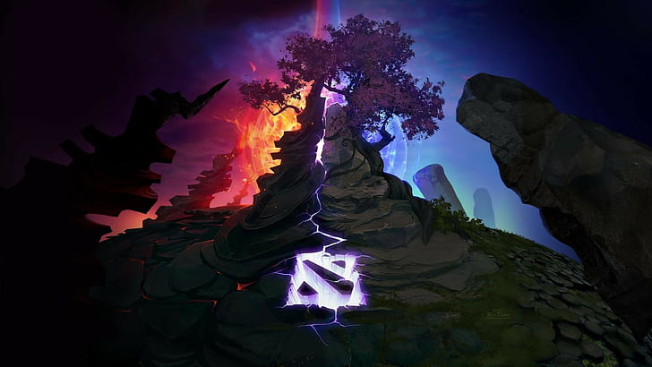 Dota 2 illustration, night, backgrounds, nature, cave, spooky, HD wallpaper