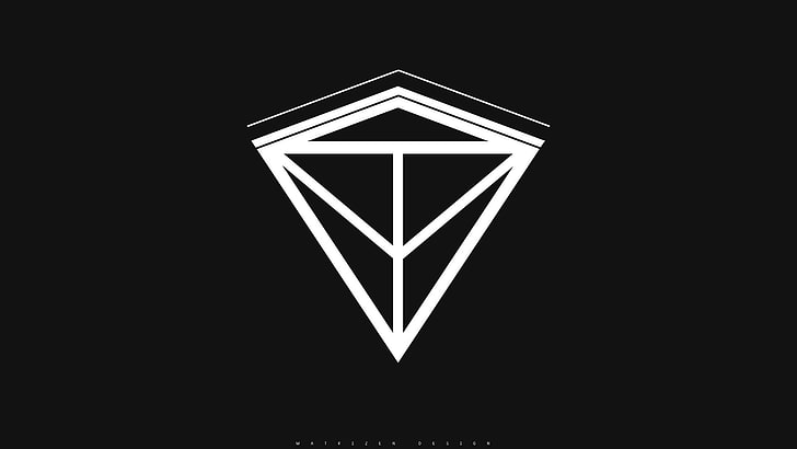 black and white diamond logo illustration, minimalism, digital art, HD wallpaper