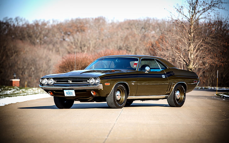black coupe, 1971, Dodge, Challenger, Hemi, R/T, 426/425 HP, JS23, HD wallpaper