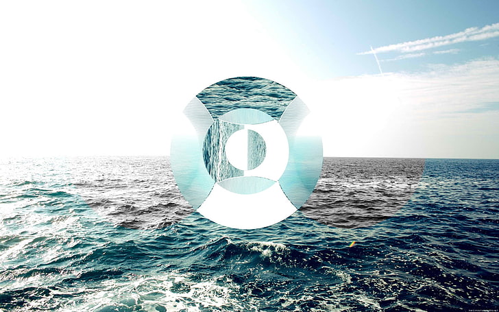 body of water, polyscape, sea, waves, circle, horizon over water