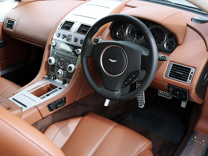 Hd Wallpaper Black And Brown Aston Martin Vehicle Interior