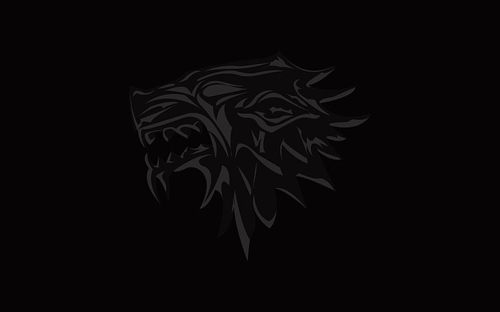 black lion illustration, wolf, logo, coat of arms, Game of Thrones