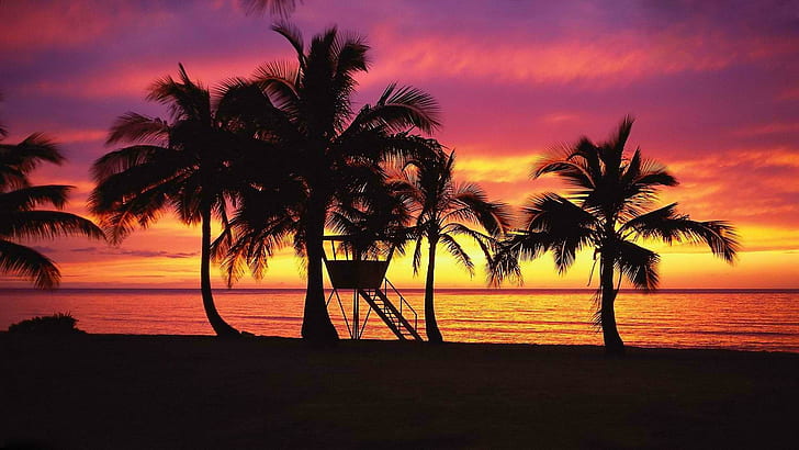 Sunset Hawaii Oahu Background Images, sunrise - sunset