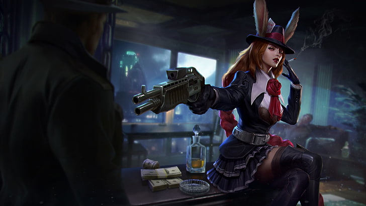 female character holding gun digital wallpaper, Vainglory, Gwen