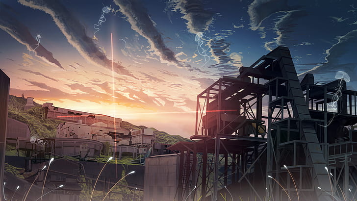 HD wallpaper: anime landscape, sunset, clouds | Wallpaper Flare