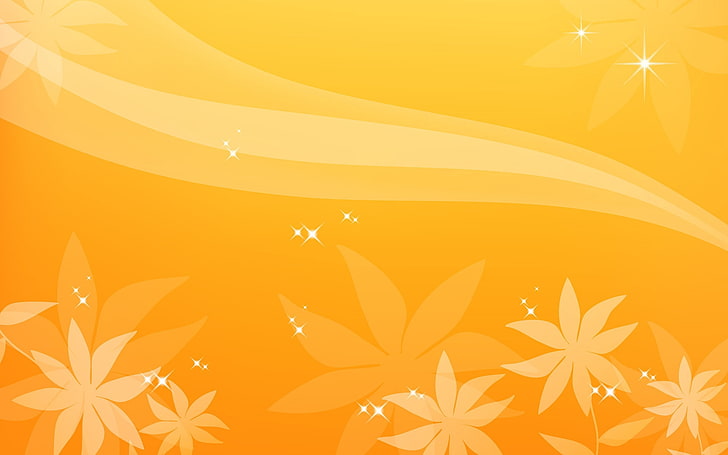 yellow floral wallpaper, abstraction, color, line, vector, illustration