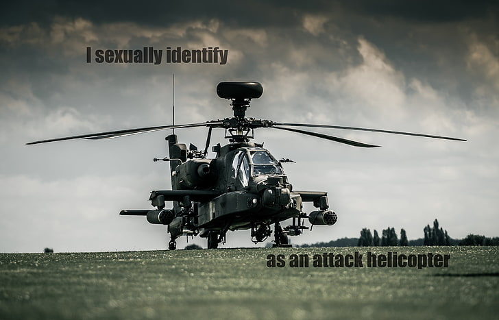 attack helicopters, gender, humor, Boeing Apache AH-64D, sky, HD wallpaper