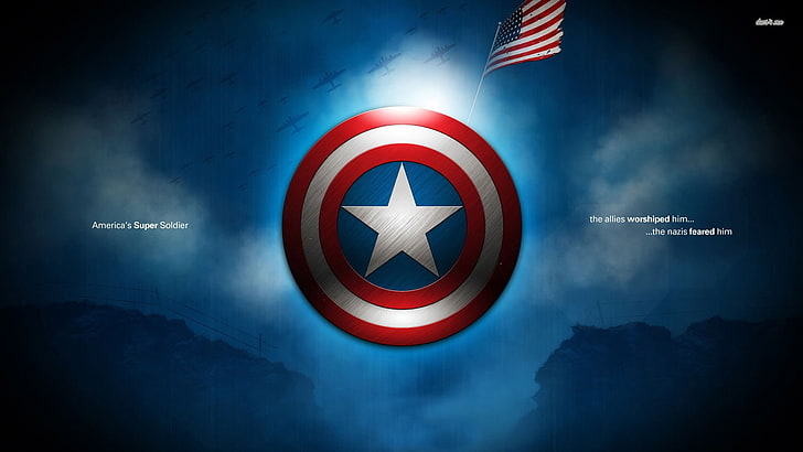 Captain America, typography, flag, Marvel Cinematic Universe, HD wallpaper