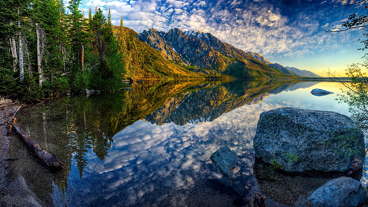 Jenny Lake Grand Teton National Park Usa Mountains Lake Forest Trees Sky Clouds Sunset Reflection In Water Nature Landscape 3840×2160