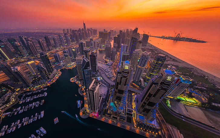 Dubai City Spectacular Sunset Red Sky Dusk Ultra Hd Wallpapers For Desktop And Mobile 3840×2400