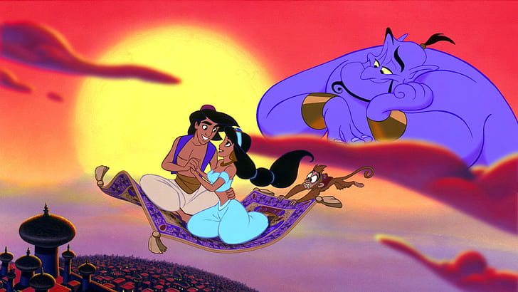 Aladdin And Jasmine Abu Monkey Spirit Of Aladdin’s Lamp Disney Hd Wallpaper 2560×1440