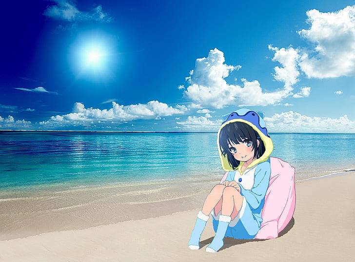 Anime, Nagi no Asukara, Beach, Miuna Shiodome, HD wallpaper