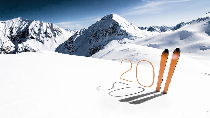 snow, mountains, ski, new year, figures, 2011, the year of cat