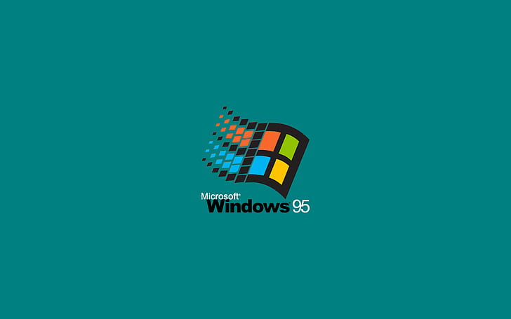 minimalism, vintage, Microsoft Windows, green background, logo, HD wallpaper