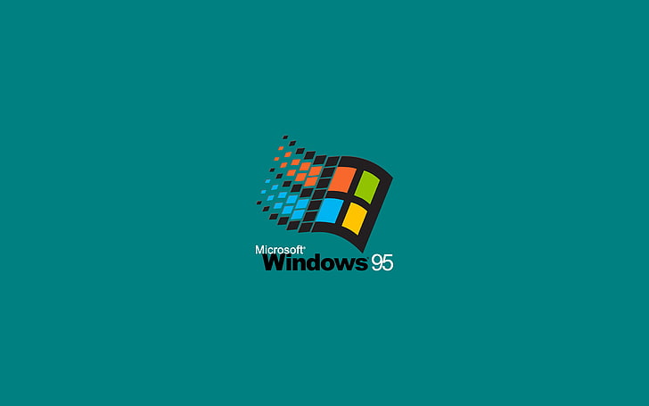 Microsoft Windows 95 wallpaper, green background, minimalism, HD wallpaper