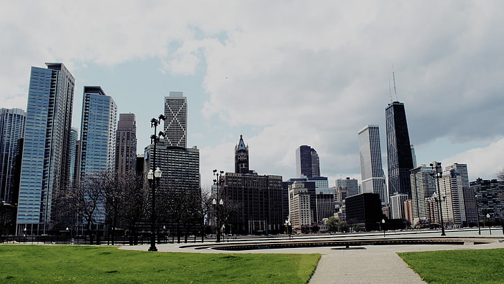 assorted hi-rise buildings, cityscape, Chicago, built structure, HD wallpaper