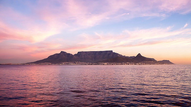 Cape Town, Table Mountain, South Africa, sea, clouds, water, HD wallpaper