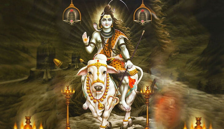 HD wallpaper: Lord Shiva Sitting On Nandi, Lord Shiva painting, God,  religion | Wallpaper Flare