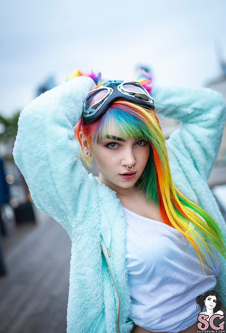 HD wallpaper: Mimo Suicide, women, Rainbow hair, inked girls, Suicide Girls  | Wallpaper Flare
