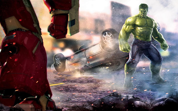 Marvel Hulk illustration, The Avengers, Iron Man, Avengers: Age of Ultron, HD wallpaper
