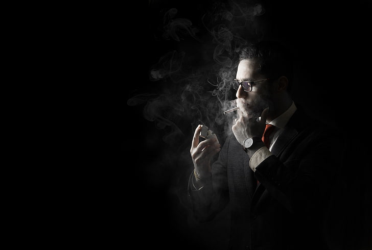 HD wallpaper: man smoking cigarette sketch, artwork, smoke ...