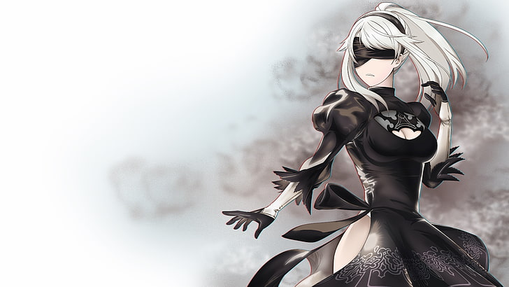 female anime character wearing black dress graphic wallpaper