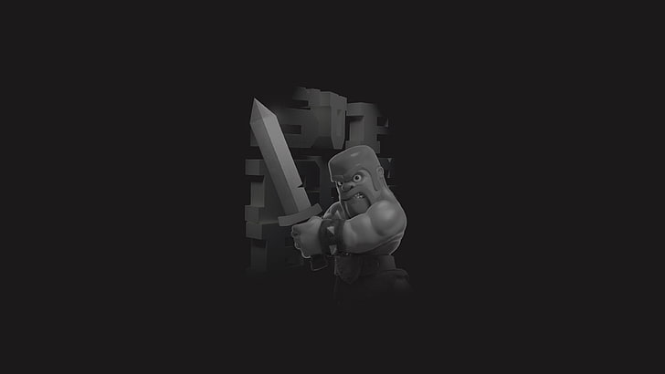 clash of clans, supercell, games, 2017 games, hd, 4k, black and white, HD wallpaper
