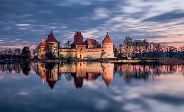 Trakai Island Castle, Lithuania, concrete castle, Europe, Others, HD wallpaper