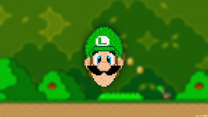 pixel art, Super Mario, Luigi, Trixel, video games, pixels, HD wallpaper