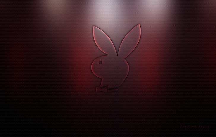 Playboy logo, red, dark, indoors, positive emotion, heart shape, HD wallpaper