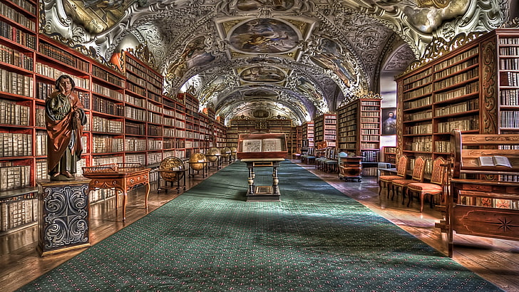library, building, public library, institution, aisle, strahov monastery