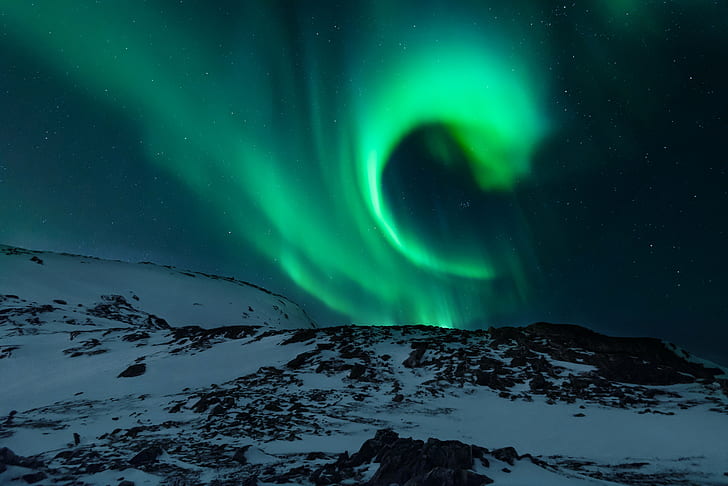 The Northern Lights, Aurora Borealis, land, scape, colours, aurora  borealis