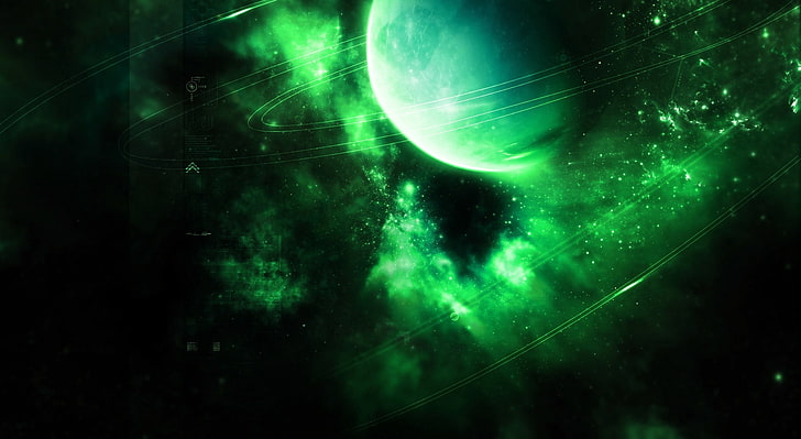 Neptun, green galaxy digital wallpaper, Space, green color, night, HD wallpaper