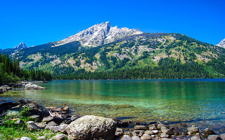 Emerald Lake, Grand Teton National Park, Wyoming, USA, mountains, HD wallpaper