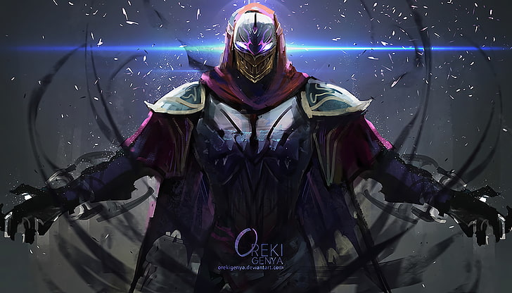 Zed League Of Legends Art, front view, real people, one person