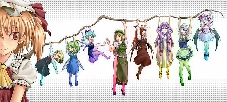 Anime, Touhou, Cirno (Touhou), Daiyousei (Touhou), Flandre Scarlet, HD wallpaper